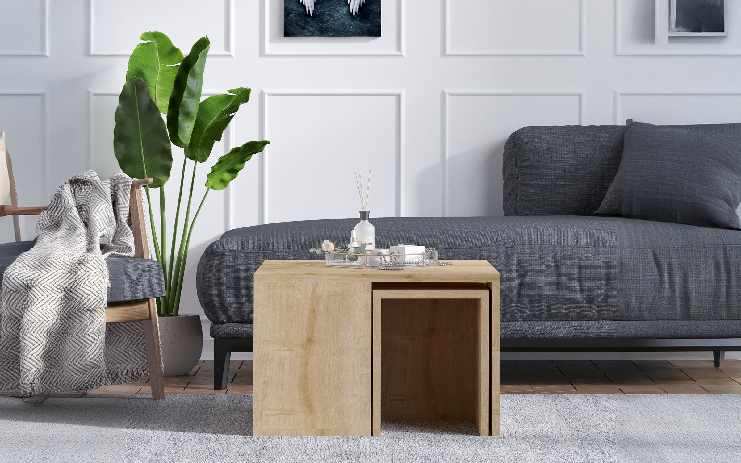 Set masute de cafea Savona, stejar safir  2